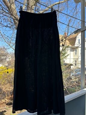 Linen-Cotton skirt - Black/ Deep Charcoal